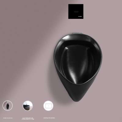 luxury Urinal plus sensor urinal system saves 87% of water usage black color ceramic sanitary ware wall mounted toilet