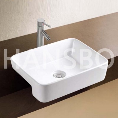 Sanitary Ware Wall Mounted Wash Basin Ceramic Free Standing Wall-hung Half Pedestal Basin 7061