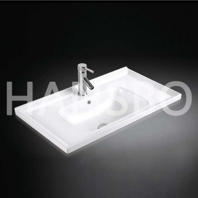 Small Rectangle Thin White Bathroom Cabinet Art Ceramic Wash Basin 7528